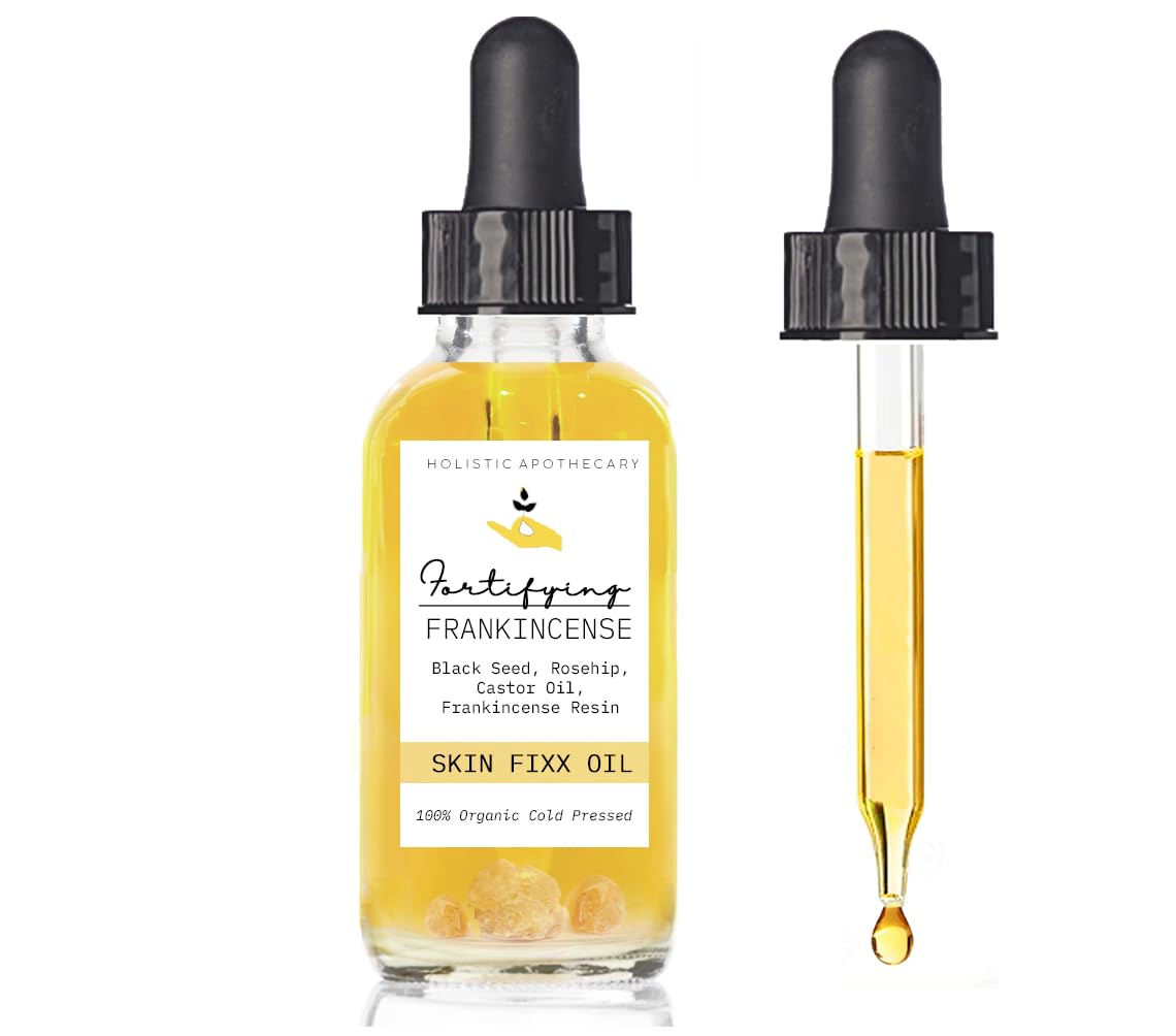 Fortifying Frankincense Resin Infused 100% Organic Black Seed, Rosehip & Castor Oils for Face Miracle Anti-Aging Facial Moisturizer Cold Pressed Oils Natural Serum Skincare Hydrates Skin