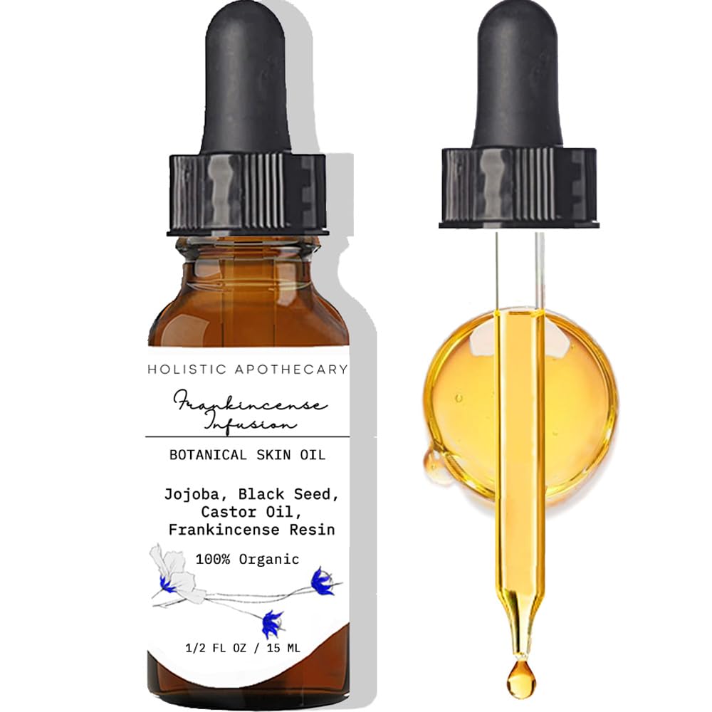 Frankincense Resin Infused Face Oil Organic, Black Seed, Castor, Jojoba Face Oil Anti-Age Moisturizer Hydrating, Nourishing Miracle Oil Serum for Revitalized Radiant Skin