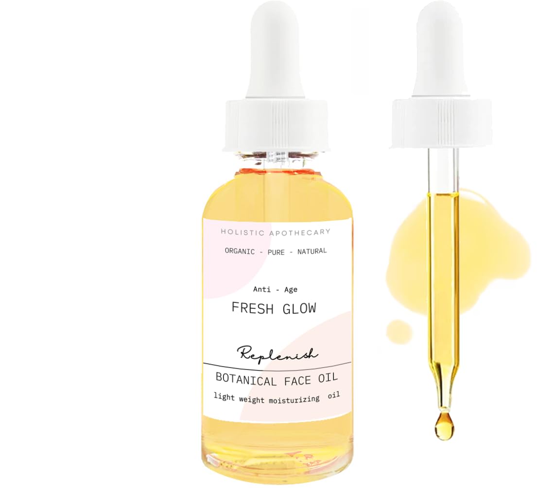 Glow Face Oil Organic Anti-Aging Facial Oils Nourishing Firming Plumping Moisturizing Rosehip, Squalene, Jojoba, Evening Primrose, Camellia, Tumeric, Frankinscnce, Calendula, Helichrysum, Chamomile