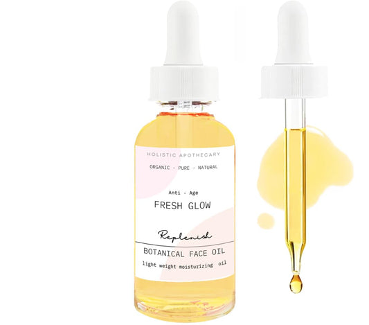 Glow Face Oil Organic Anti-Aging Facial Oils Nourishing Firming Plumping Moisturizing Rosehip, Squalene, Jojoba, Evening Primrose, Camellia, Tumeric, Frankinscnce, Calendula, Helichrysum, Chamomile