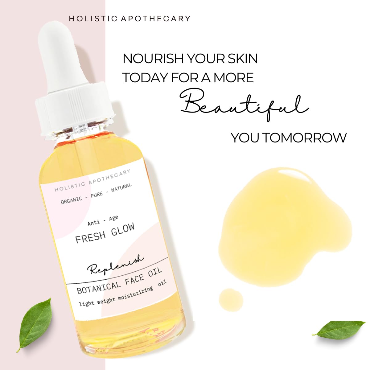 Glow Face Oil Organic Anti-Aging Facial Oils Nourishing Firming Plumping Moisturizing Rosehip, Squalene, Jojoba, Evening Primrose, Camellia, Tumeric, Frankinscnce, Calendula, Helichrysum, Chamomile