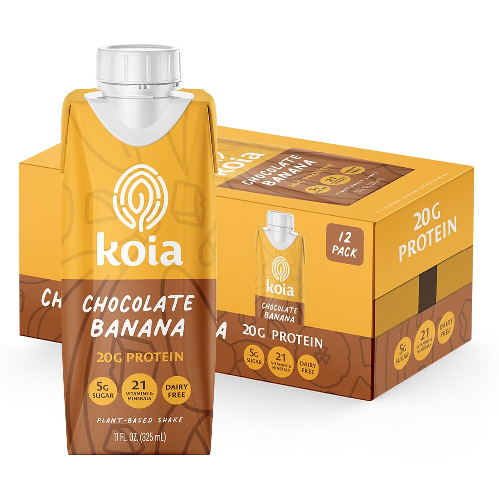 Koia Plant Based Protein Shake, Vanilla Bean, 20g Protein, 3g Sugar, 6g Prebiotic Fiber, 21 Vitamins & Minerals, Dairy-Free, Gluten-Free, Non-GMO, 11 Fl Oz (Pack of 12)