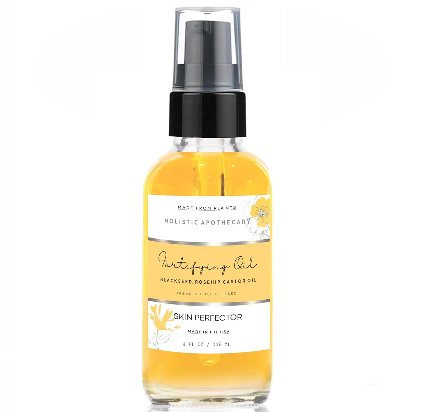 Black Seed, Rosehip & Castor Oil Organic Cold Pressed Fortifying Anti Aging Miracle Facial Moisturizer Face Oil Serum Glow Oil Hydrates Dry Wrinkled Skin Natural Skincare (4 FL OZ)