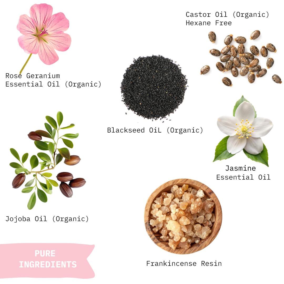 Frankincense Resin Infused Organic Black Seed, Castor & Jojoba Oils with Jasmine & Rose ELEVATE Facial Oil Anti-Age Radiant Botanical Face Oil Moisturizer, Hydrating, Nourishing