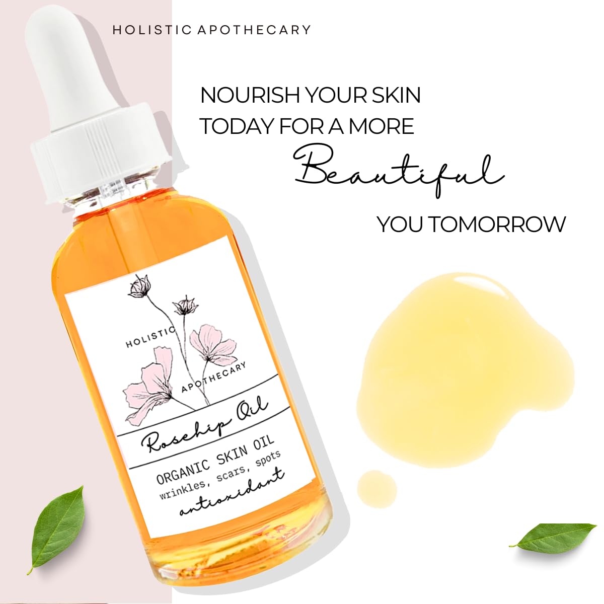 Premium Organic Rosehip Seed Oil for the Face, Skin, Hair, and Nails. Cold Pressed, Unrefined, Non-GMO Natural Rose hip Oil Pure Natural Moisturizer Serum