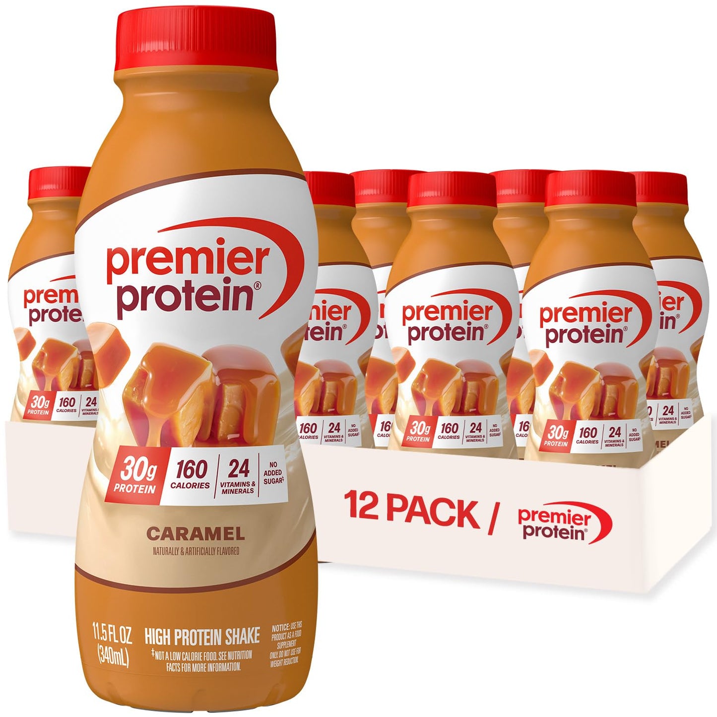 Premier Protein Shake, Caramel, 30g High Protein, 12 Pack