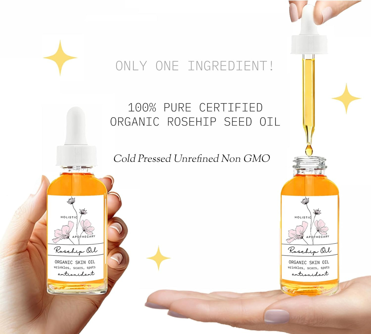 Premium Organic Rosehip Seed Oil for the Face, Skin, Hair, and Nails. Cold Pressed, Unrefined, Non-GMO Natural Rose hip Oil Pure Natural Moisturizer Serum
