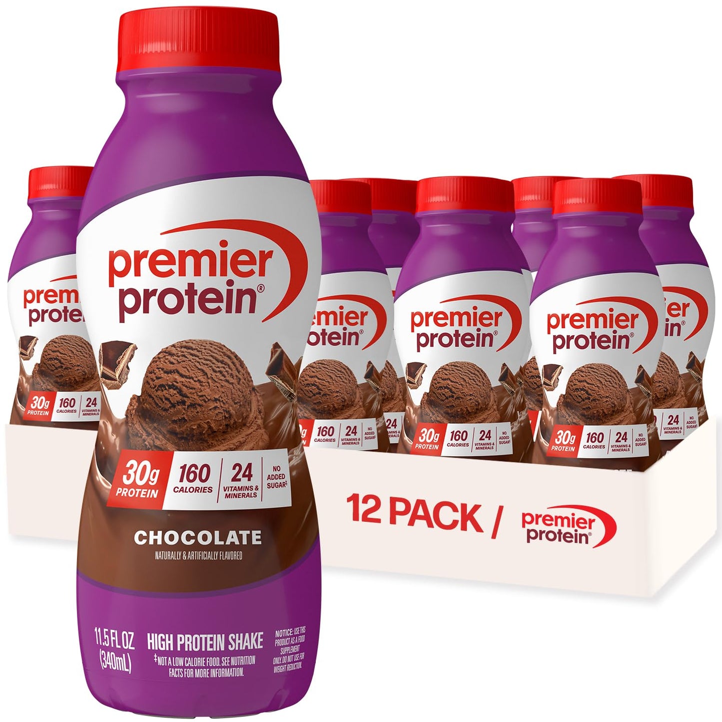 Premier Protein Shake, Caramel, 30g High Protein, 12 Pack