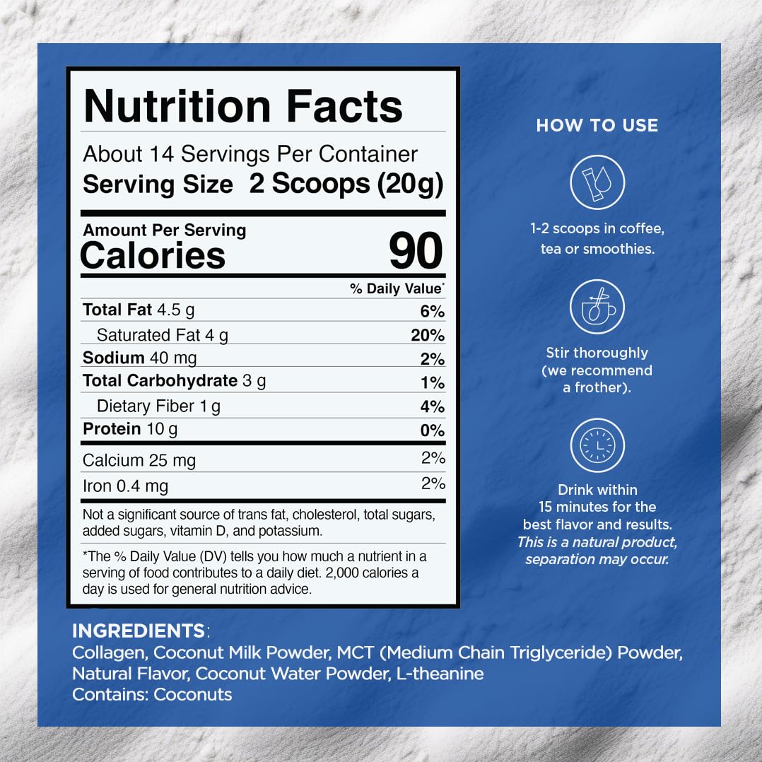 VitaCup Keto + Collagen Coffee Creamer Vanilla Flavor with MCT, Collagen Protein, Coconut Water, L-Theanine for Keto Diet, Use in Coffee, Smoothies, & Shakes, Dairy-Free, Gluten-Free, Soy-Free, 10oz