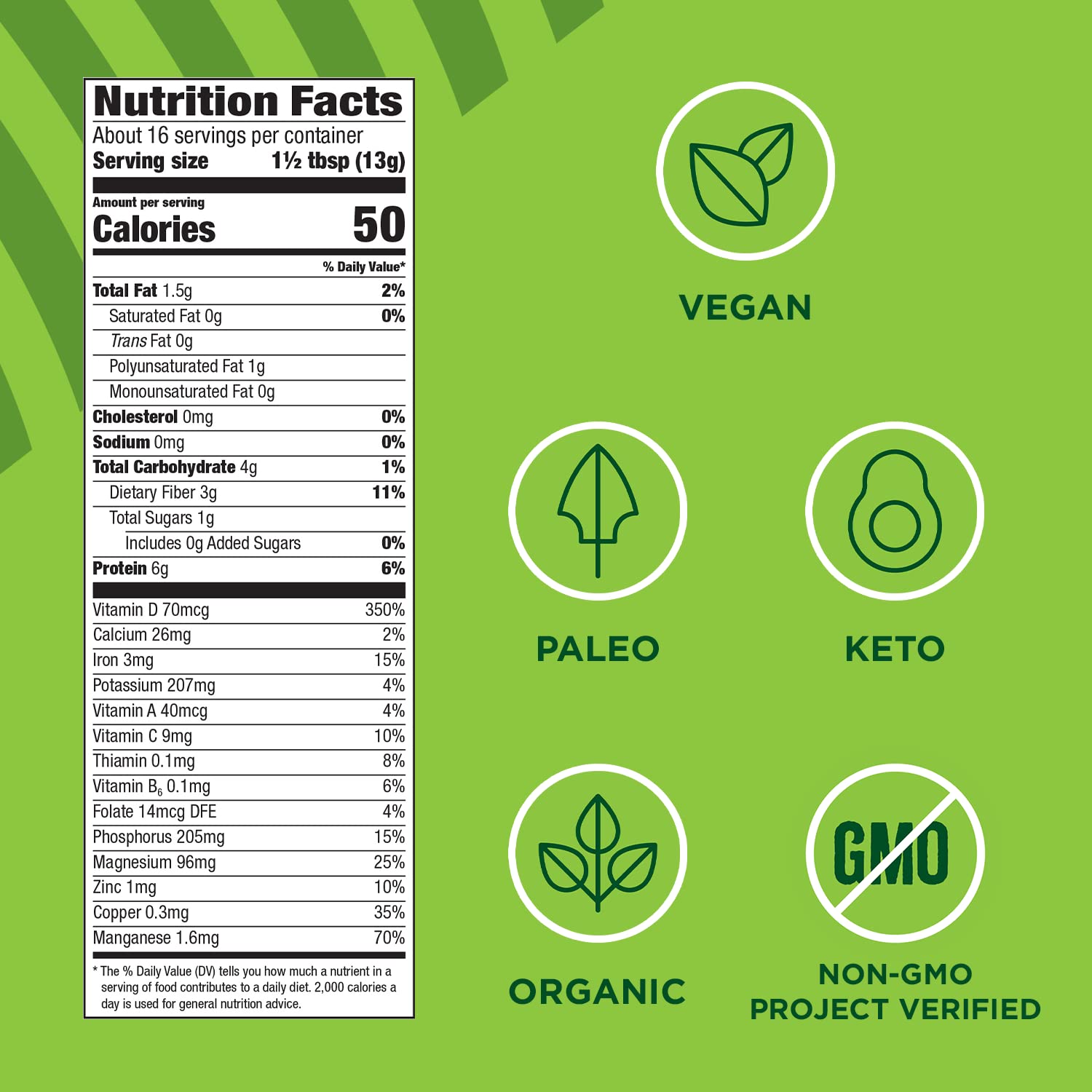 Manitoba Harvest Organic Hemp & Supergreens Powder, 7.5 oz, Green Superfood Powder with 6g of Protein, 3g of Fiber per Serving, Vegan, Non-GMO Project Verified, Packaging May Vary