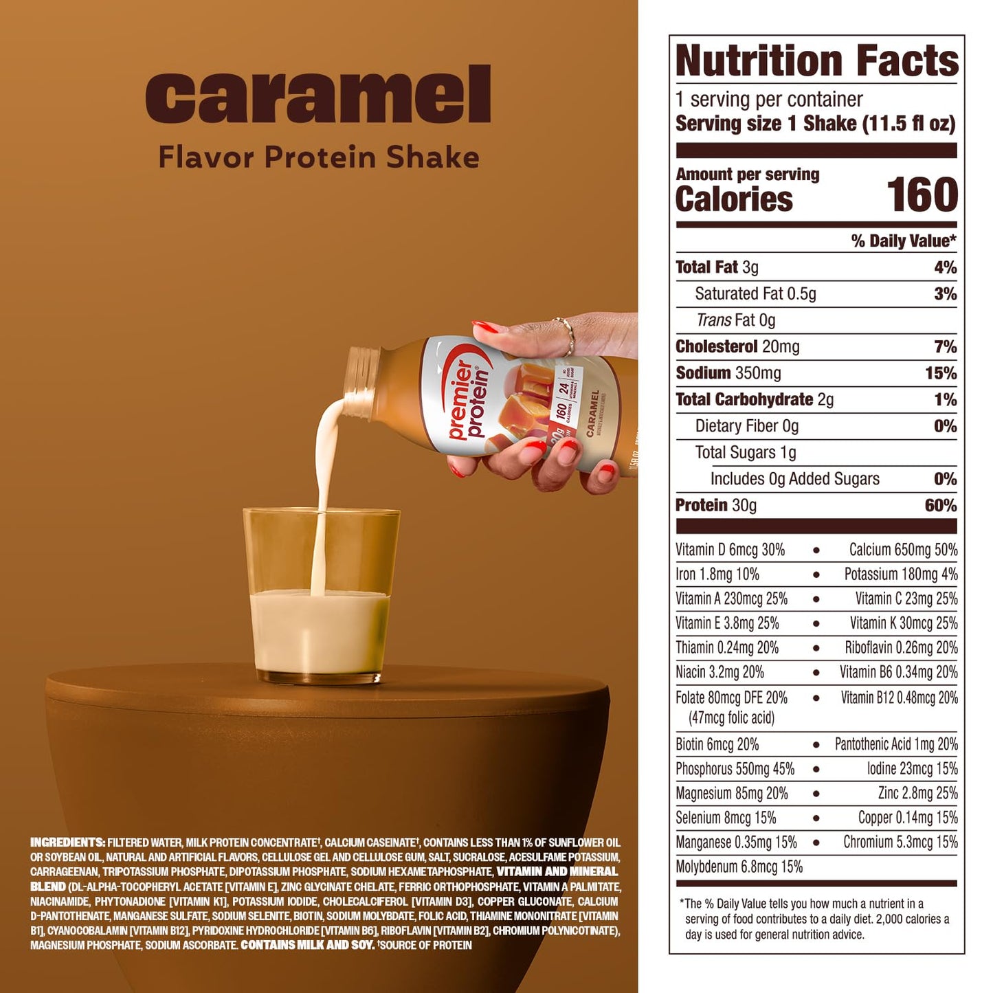 Premier Protein Shake, Caramel, 30g High Protein, 12 Pack