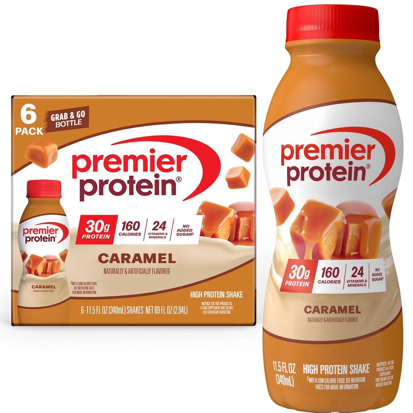 Premier Protein Shake, Caramel, 30g High Protein, 12 Pack
